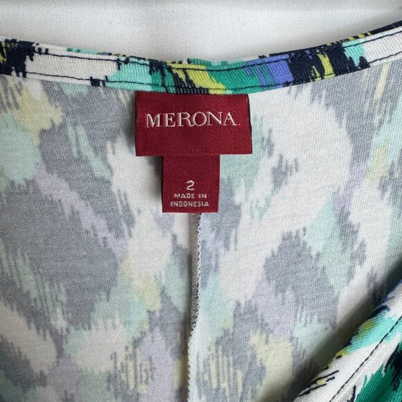 Merona Womens Plus Size 2 VNeck Maxi Dress Abstract Pattern Stretchy Lightweight - Picture 3 of 8